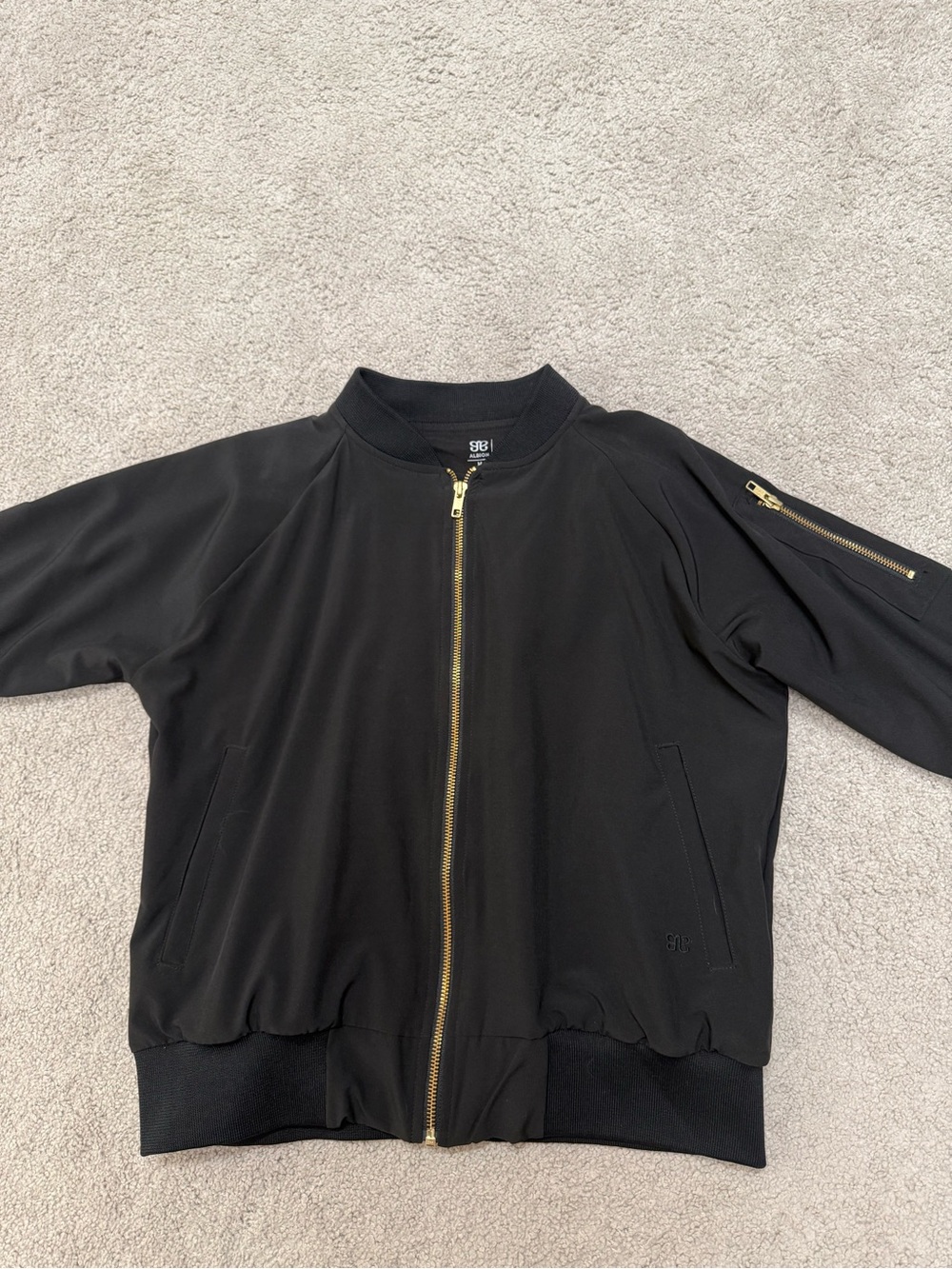 Albion Black Bomber Jacket with Gold Hardware